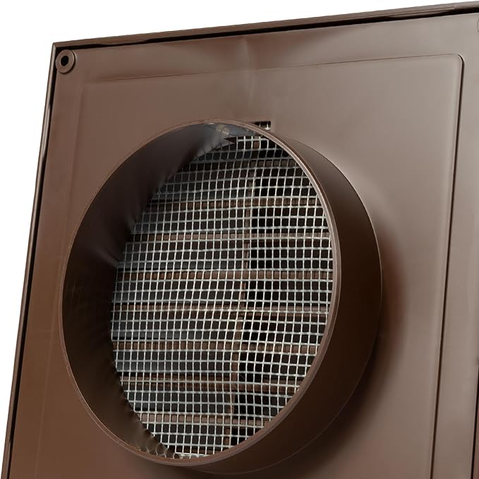 Brown 4" Inch Ventilation Grille - Inside/Outside use - (Flange 3.9"Ø/Cover 6.7"x6.7") - Air Vent Louver - Exhaust Hood - Available 3 Sizes / 4 Colors, Brown