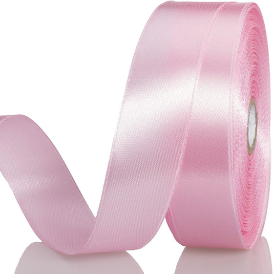 1 Inch Pink Solid Satin Ribbon, 50 Yards Craft Fabric Ribbon for Gift Wrapping Floral Bouquets Wedding Party Decoration