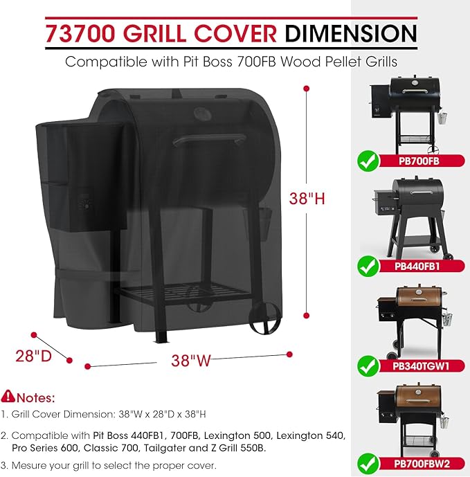 Unicook Pellet Smoker Cover Compatible for Pit Boss 700FB, Lexington 500/540 Series, 600 Series, 440FB, All Weather Resistant Waterproof Outdoor BBQ Grill Cover