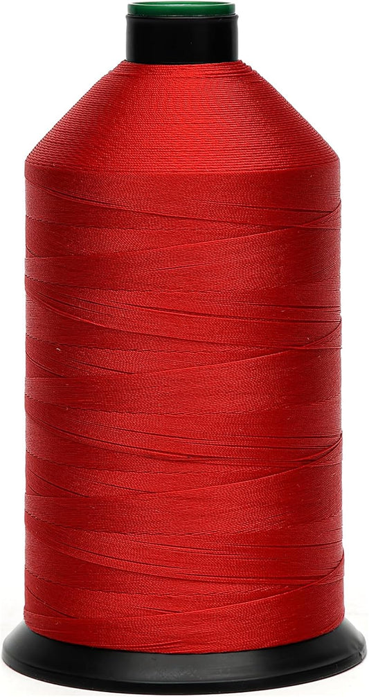 Extra Strong Bonded Nylon Thread #69 Tex70 – 16 OZ, 6000yds, Versatile Stitching Solution for Leather, Upholstery, Canvas Repair and More (Red)