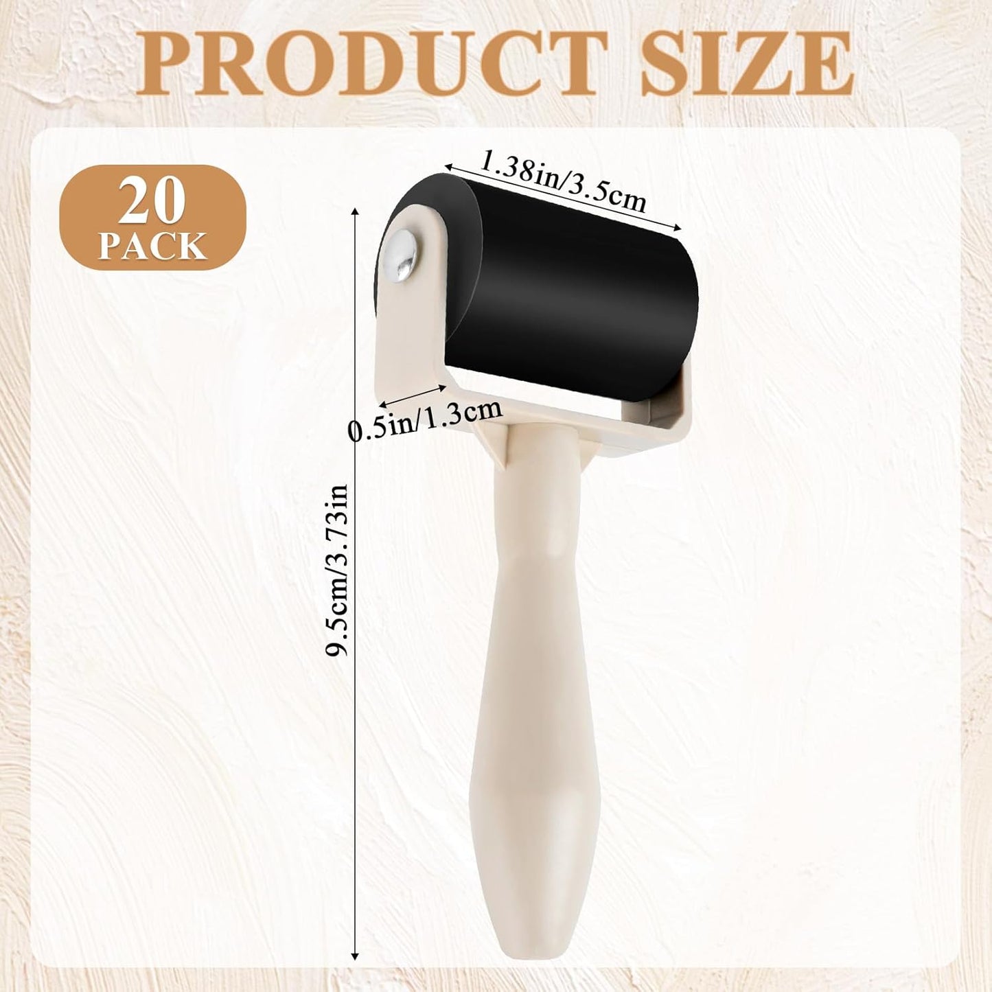 Supkiir 20Pcs Rubber Brayer Roller, 1.4Inch Ink Roller for Crafting, Anti Skid Glue Roller Applicator Printmaking Supplies for DIY Wallpapers Stamping Scrapbooks