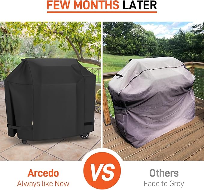 Arcedo Grill Cover Compatible with Traeger Ironwood 885, Heavy Duty Waterproof Pellet Somker Cover Full Length Outdoor BBQ Grill Accessory BAC513