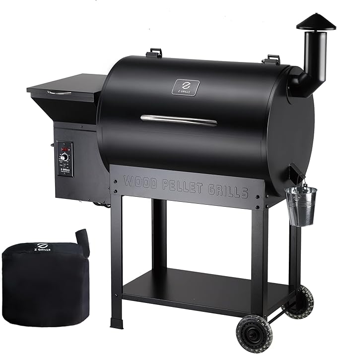 Z GRILLS Pellet Smoker Grill with PID Control, Rain Cover, 700 sq. in Cooking Area for Outdoor BBQ, ZPG-7002BPro