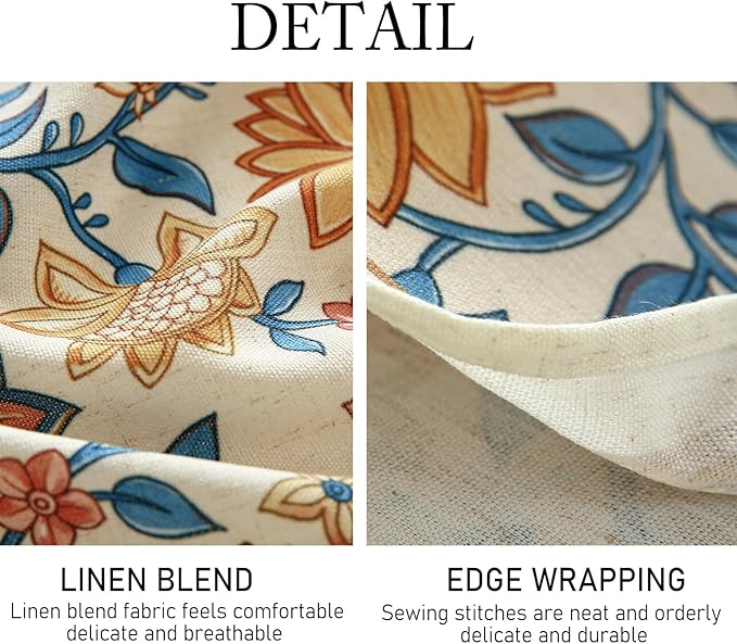 ISAENNE SAENNE Designer Bohemian Floral Extra Long TableclothRectangle,Linen Colorful Table Cloth,Wrinkle Resistant Decor Tablecloths for Dining Thanksgiving Kitchen Christmas,63"*110"-Estevan B