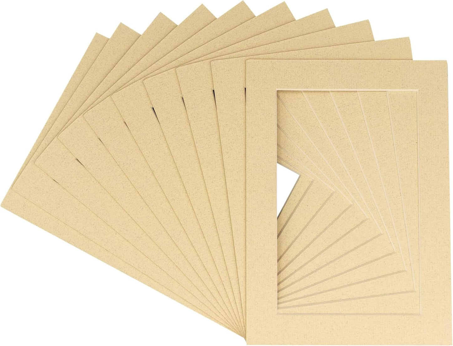 11x14 Mat for 8.5x11 Photo - Precut Tan Picture Matboard for Frames 11 x 14 Inches - Bevel Cut Matte to Display Art 8.5 x 11 Inches - Acid Free Pack of 100 MATS with Backing Boards & Clear Bags
