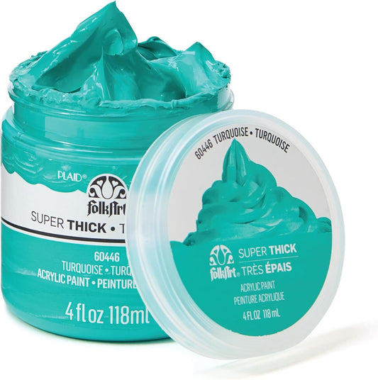 FolkArt Super Thick Acrylic Paint with a Textured Finish, Turquoise, 4 oz