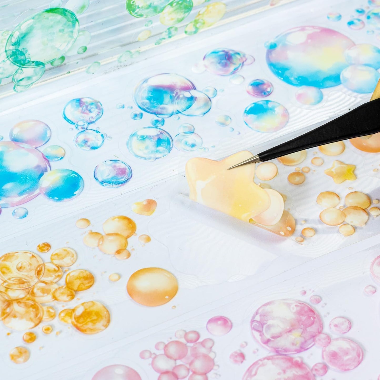 PET Tape Stickers for Journaling,6 Rolls Bubbles Tape for Scrapbooking,Journaling Supplies,Junk Journal,DIY Craft(Bubbles)