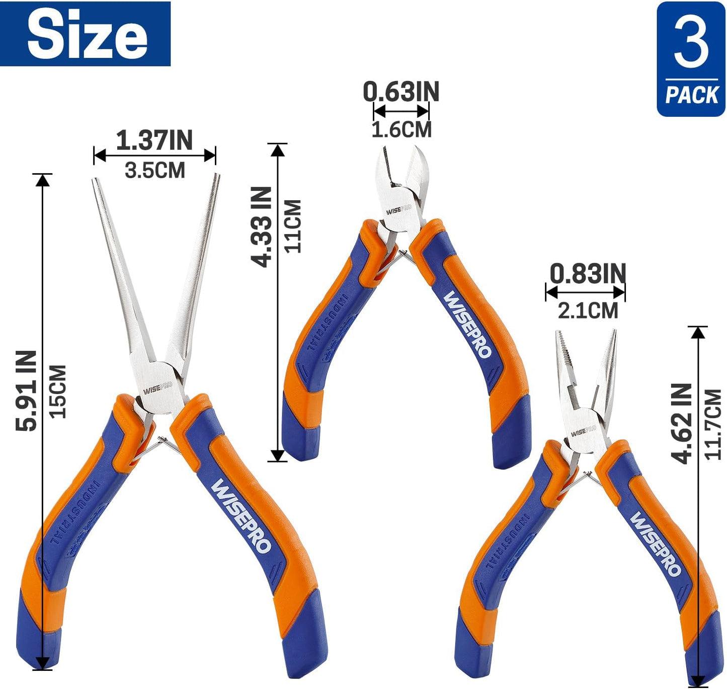 3 PCS Mini Pliers Set, Jewelry Pliers Kit with Needle Nose, Diagonal and Long Nose, Small Plier Tool for Jewelry Making, DIY Crafts, Beading and Electronic Repair