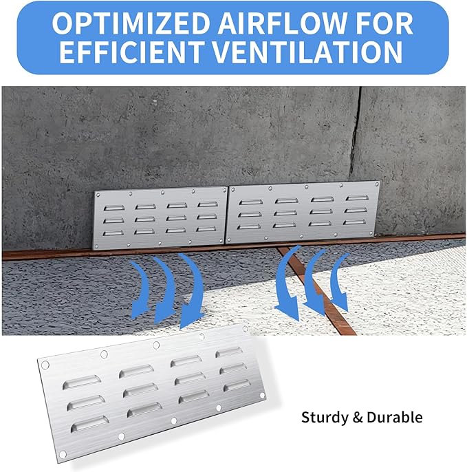 2 Pack Stainless Steel Venting Panel for BBQ Grill Accessory, 15x4.5 Inch (12-Slots), 304 Grade Metal Vent Cover for Masonry Fire Pits & Outdoor Kitchens, Weather Resistant, 15" by 4-1/2"