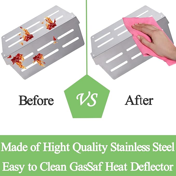 GasSaf Heat Deflector Replacement for Weber 65505 7622, Genesis 300 Series(2011-Newer) E310 E320 E330 S310 S320 S330 with Front-Mounted Control, Grill Parts for Weber 62756 (2PCS 13 1/4” x 8 3/4")
