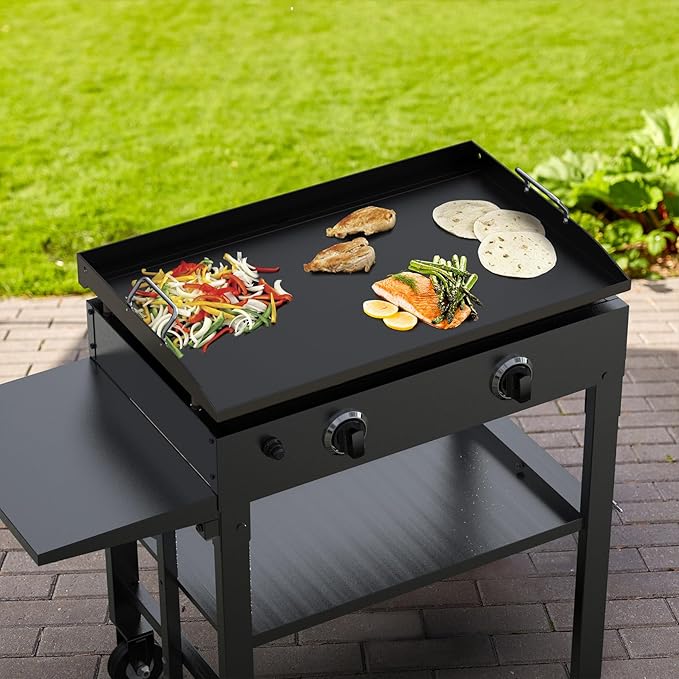 Stanbroil 28 Inch Flat Top Griddle Replacement Top for Blackstone 28" 2-Burner Gas Grill Cooking Station, Ceramic Coated Steel Griddle Top Replacement with Rear Grease System, Black