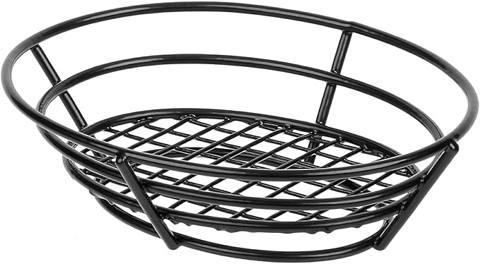 G.E.T. 4-38808 8" x 6" Black Oval Basket with Raised Grid Base, Clipper Mill (Qty,1)