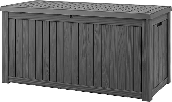 NUNU LAB 220 Gallon Outdoor Storage Box Waterproof, Outside Package Delivery Deck Boxes with Lockable Lid, Backyard Storage Bin For Garden Tools, Patio Cushions, Black