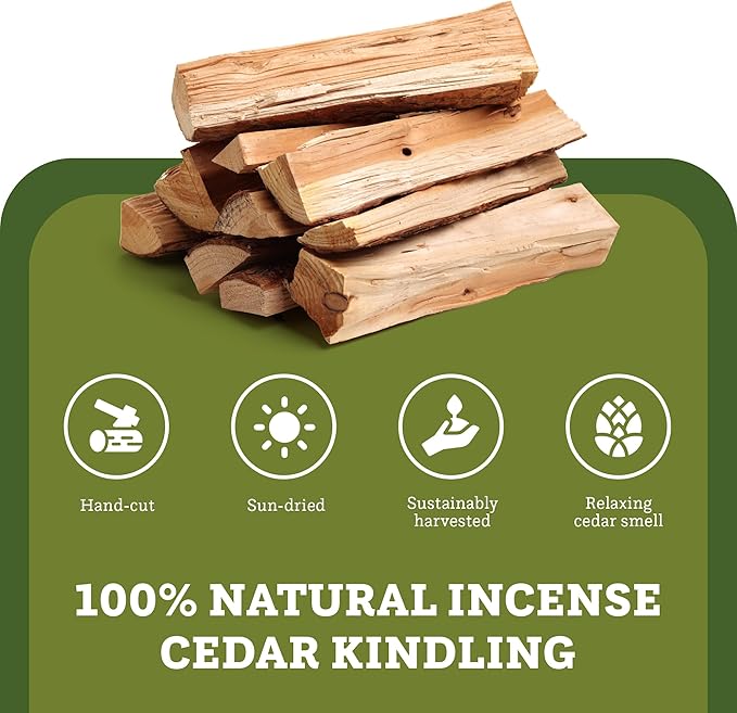 Double Tree Fire Starter Sticks - 100% Natural Cedar Wood Kindling, Quick & Easy Burning for Campfire, Camping Cooking Stove, Fire Pit, Fireplace & Grilling, lndoor & Outdoor - (Medium 1/2 Cubic ft)