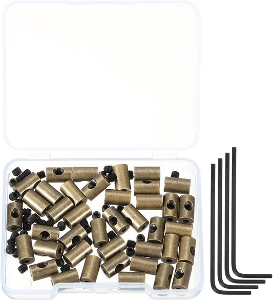 MECCANIXITY 40 Pcs Metal Locking Pin Backs, Locking Pin Keepers Clasp 9mm(H) with 4 Wrench Replacement in Storage Case for Badge, Brooch, Copper Tone