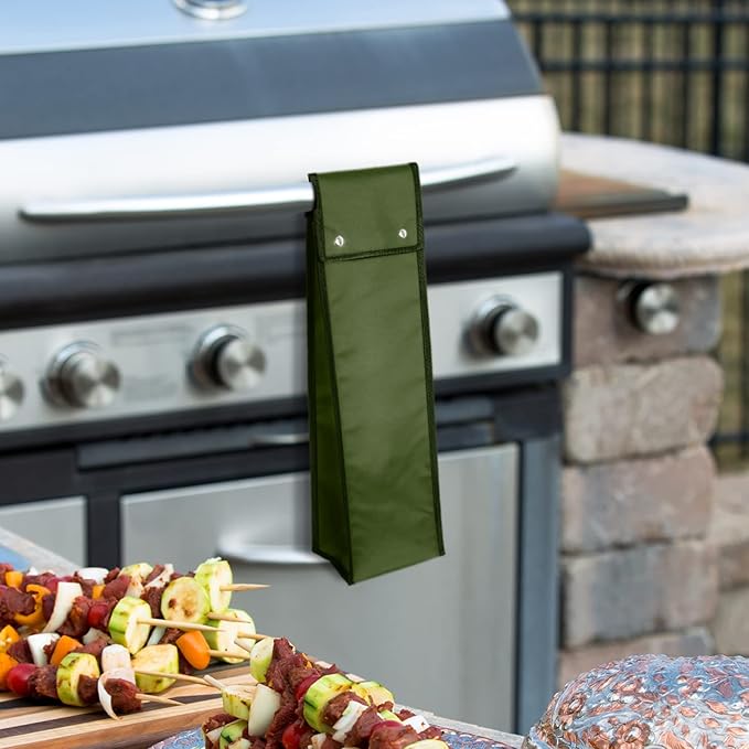 Amylove Grill Utensil Storage Bag BBQ Tool Storage Bags Barbecue Hardware Tool BBQ Utensil Holder Pouch Oxford Cloth Accessory Foldable for Camping Hiking(1 Pcs,Army Green)