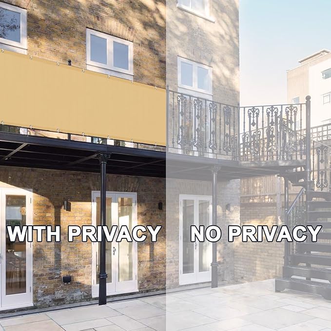 LOVE STORY Balcony Privacy Screen, 3.3' x19.7' Sand Deck Shield Screen Fence Cover (HDPE),UV Protection and Weather-Resistant,3 FT Height for Deck, Patio, Backyard, Outdoor Pool, Porch, Railing