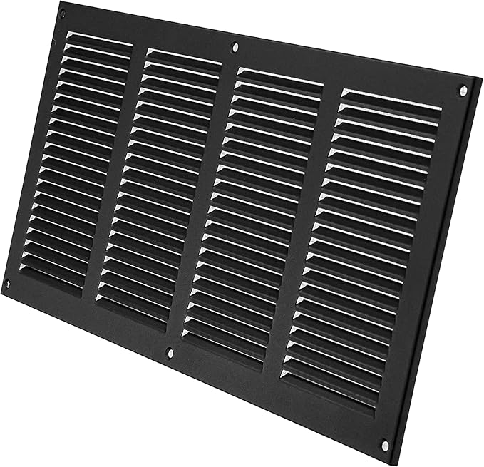 Vent Systems 16" x 8" Inch Anthracite Metal Air Vent Cover - Louvered Wall Grille with Built-in Mesh Screen - Weather Resistant HVAC Duct Cover for Exhaust & Supply in Home, Garage - Indoor & Outdoor