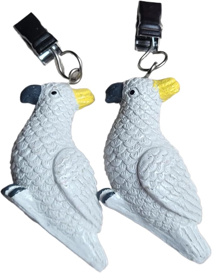 TwoFish Home Set of 4 White Parrot Resin Tablecloth Weights Clips White Parrot Handicraft Tablecloth Clamps Pack of 4