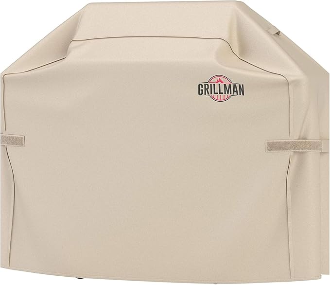 Grill Cover by Grillman, Tan, 64 Inch, BBQ Outdoor Grill Covers, Charcoal & Gas Grills, Waterproof, Rip-Proof, Weather-Resistant, Anti-UV, Barbecue Cover for Weber, Genesis, Charbroil, Nexgrill, etc