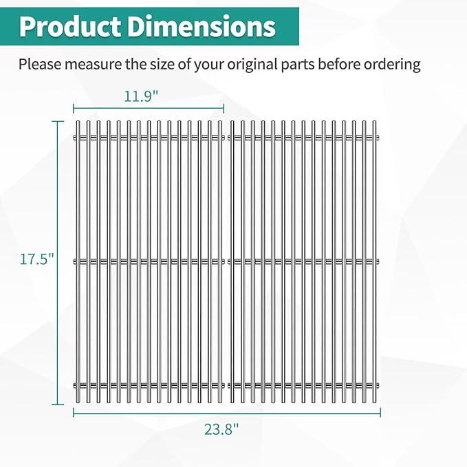 9MM 17.5" Stainless Steel Grill Grates for Weber Spirit E-310 E315 E320 E330 S310 S315 S330 GS4 Spirit 2 Grill Replacement Parts for Weber 7638, 7639 Spirit 300 Spirit II 300 Series Grills