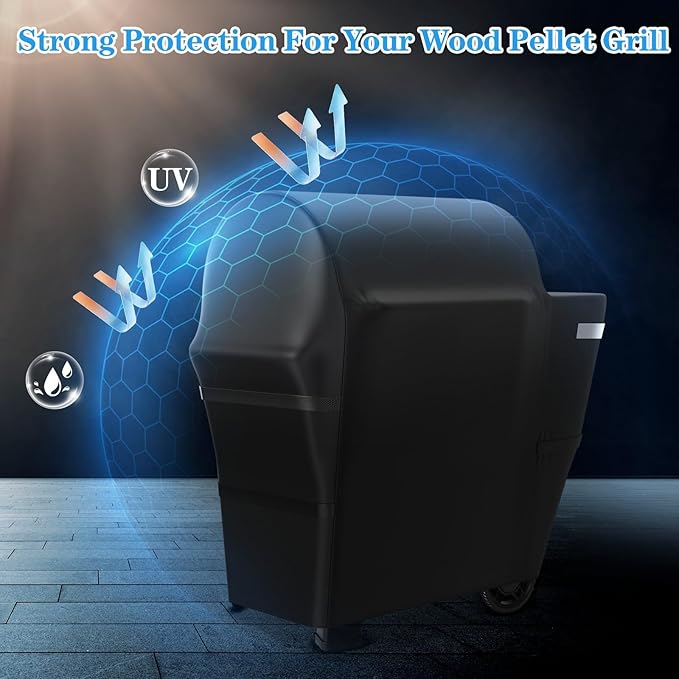 Utheer Grill Cover for Weber Searwood 600 Pellet Grill, Heavy Duty 600D Waterproof Fabric Grill Cover for Weber 3400145, Black