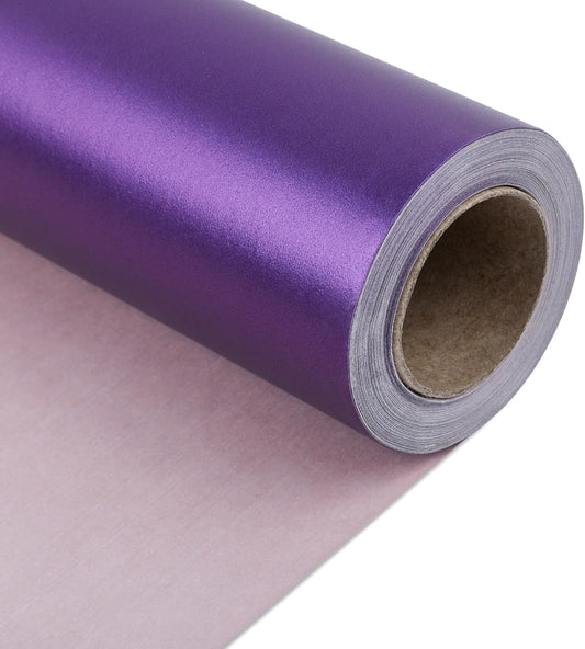 NESCCI Deep Purple Matte Wrapping Paper,Solid Color Pearly-Lustre Paper,Gift Wrapping Paper,Perfect for Wedding,Valentine's Day,Birthday, Christmas,Baby Shower,DIY Bouquet (17 Inches X 32.8 Feet)