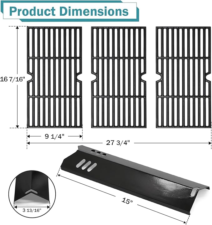 Criditpid Grill Replacement Parts for Dyna Glo DGF493BNP, DGB494SPB, Backyard Grills BY13-101-001-12, BY14-101-001-099 and Uniflame GBC1343WP-U. Grill Grates, Heat Plates for Dyna-Glo Grill Parts
