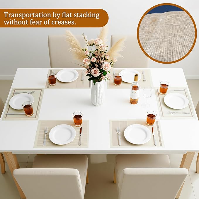 Placemats Set of 6,Faux Leather Placemats,Waterproof - Wipe Clean - Heat Resistant Anti-Slip placemats,Suitable for Indoor - Outdoor - Parties 16.14’’×12.2’’
