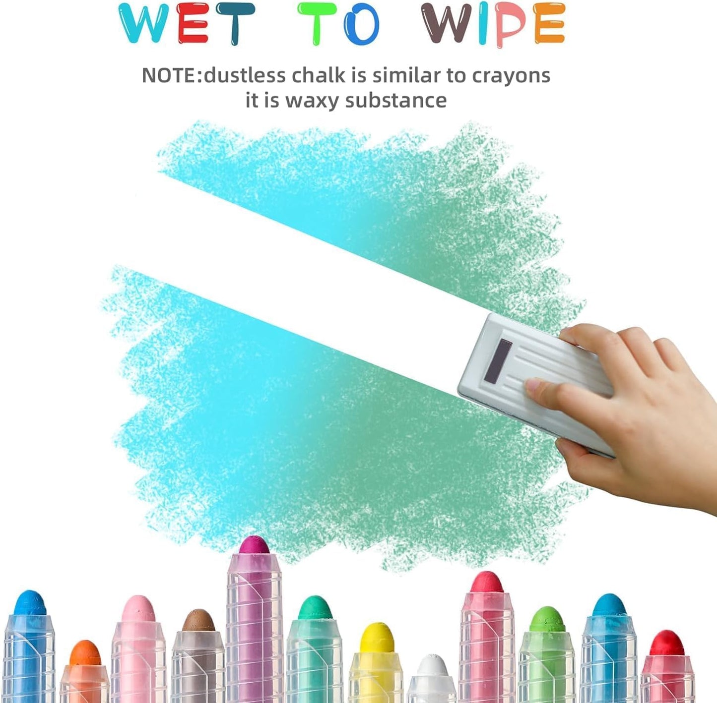 12 Pcs Dustless Chalk Colored twistable Chalk for Blackboard Doodling, Drawing, Writing, Colour Mixture