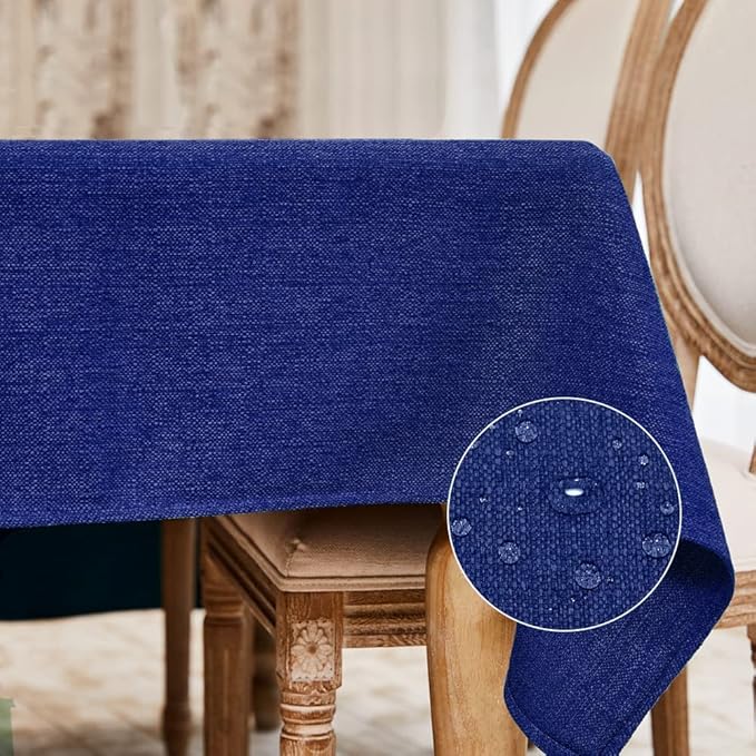 BALCONY & FALCON Rectangle Tablecloth Washable Wrinkle Resistant and Water Proof Table Cloth Decorative Linen Fabric Tablecloths for Dining Parties Kitchen Wedding and Outdoor Use (Royal Blue, 55x95)