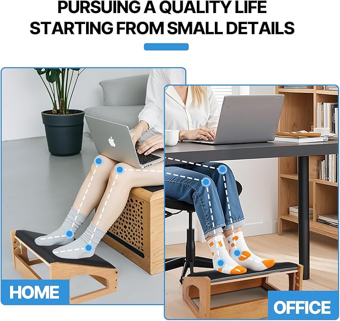 Ergonomic Foot Rest, 4 Adjustable Height Foot Stool,Footrest Under Desk， Soft Cushions,Foot Rest Office,Improving Posture, Promoting Blood Circulation（Natural）