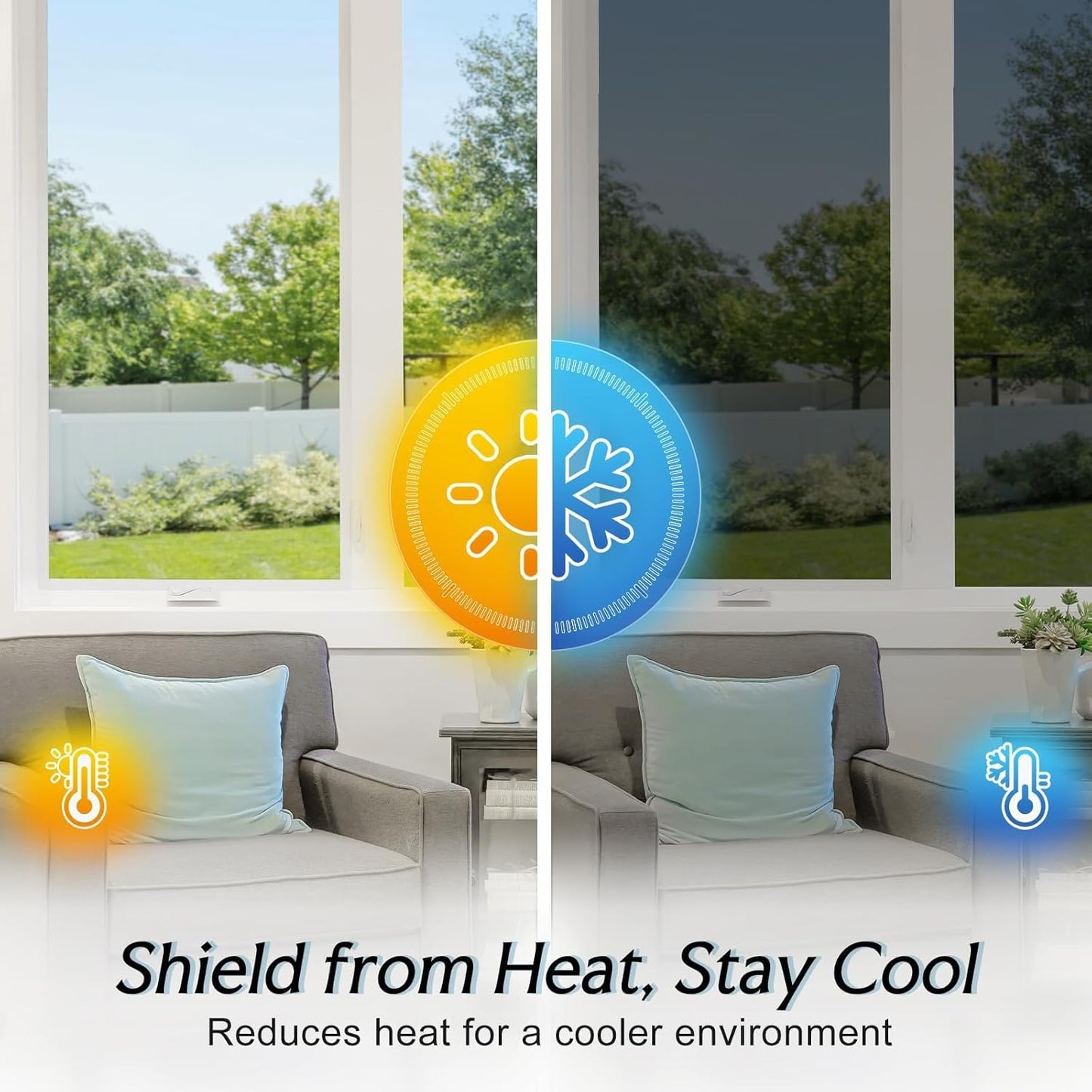 DOWELL One Way Window Privacy Film with 3 Tools Window Tint for Home Sun Blocking Heat Control Anti UV Reflective Mirror Covering See Out Not in for House and Office Black Silver 17.5" X 157.4"