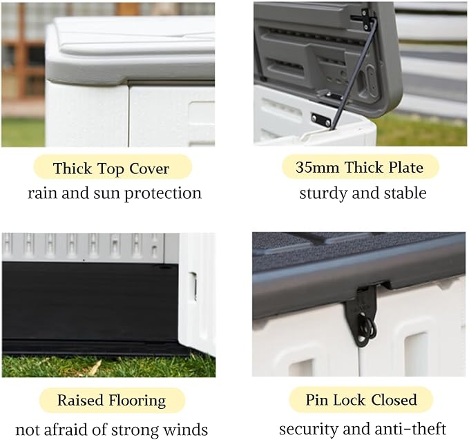 ZZM Large 67 Cu.ft Waterproof Storage Shed, Outdoor Storage Cabinet，Durable Resin Sheds for Patio Furniture, Garden Tools, Pool Accessories, Mower Storage (Coffee)