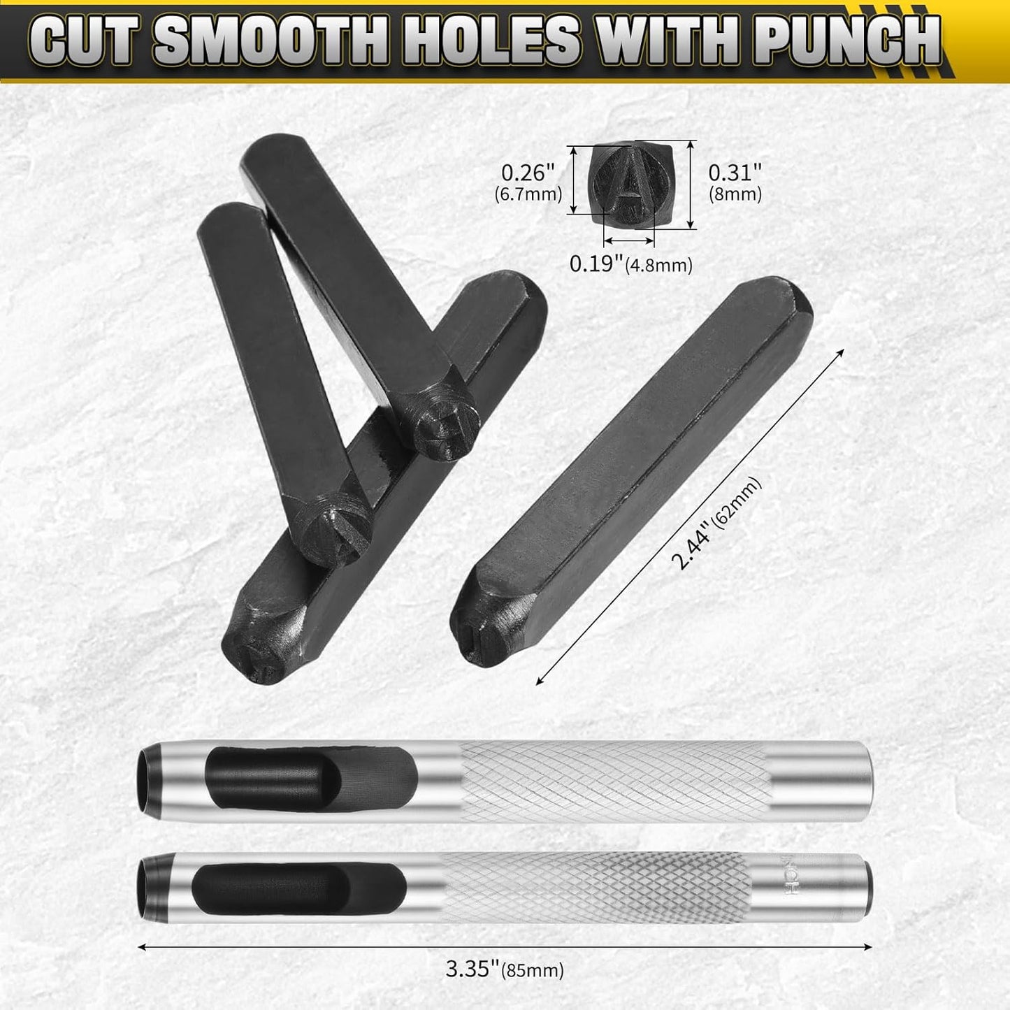 WorkBless 36PCS Metal Stamping Kit, 1/4" (6mm) Steel Number and Letter Punch Set, Include A-Z Alphabet, Number 0-8, & Symbol, Stamping Tool for Imprinting Plastic, Wood, Leather, Jewelry