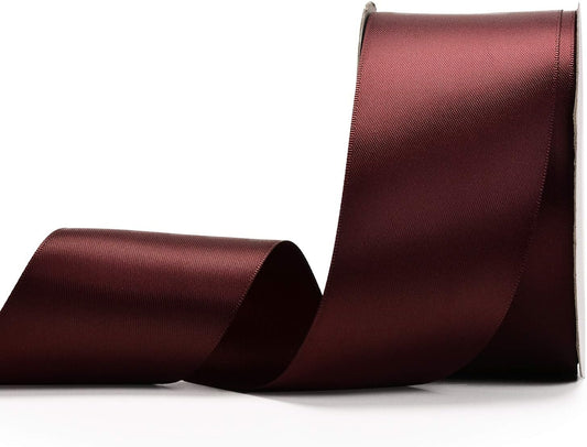 YAMA Double Face Satin Ribbon - 2 Inch 25 Yards for Gift Wrapping Ribbons Roll, Burgundy