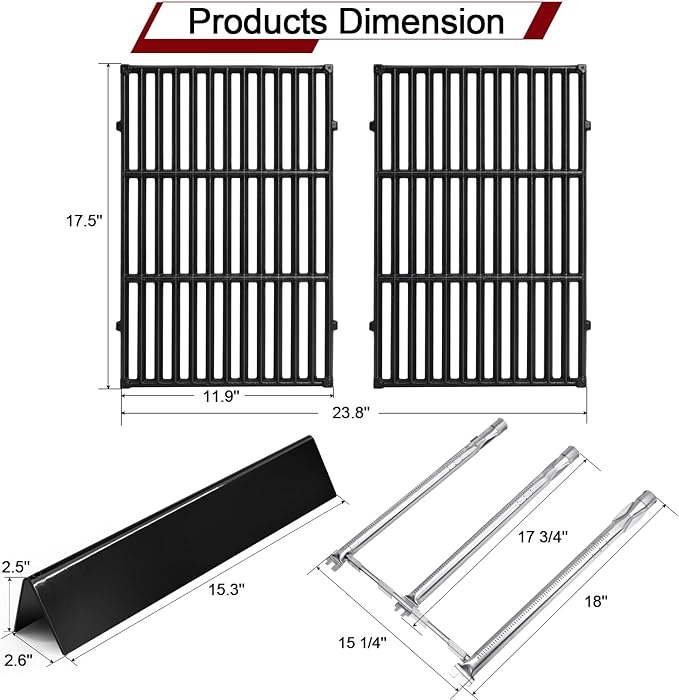 Hiorucet 7638 Grill Grates 7636 Flavorizer Bars 69787 Grill Burners for Weber Spirit I & II 300 Series with Front Mount Controls E-310 E-320 E-330 S310 S320 S330 SP310 SP320 SP330 for Weber GS4 Spirit