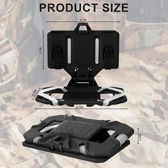 Plate Carrier Accessories Tactical Gear Molle Vest Phone Chest Mount Holder Agilite - Fits Screen Size 4.7"-6.7" (Black)