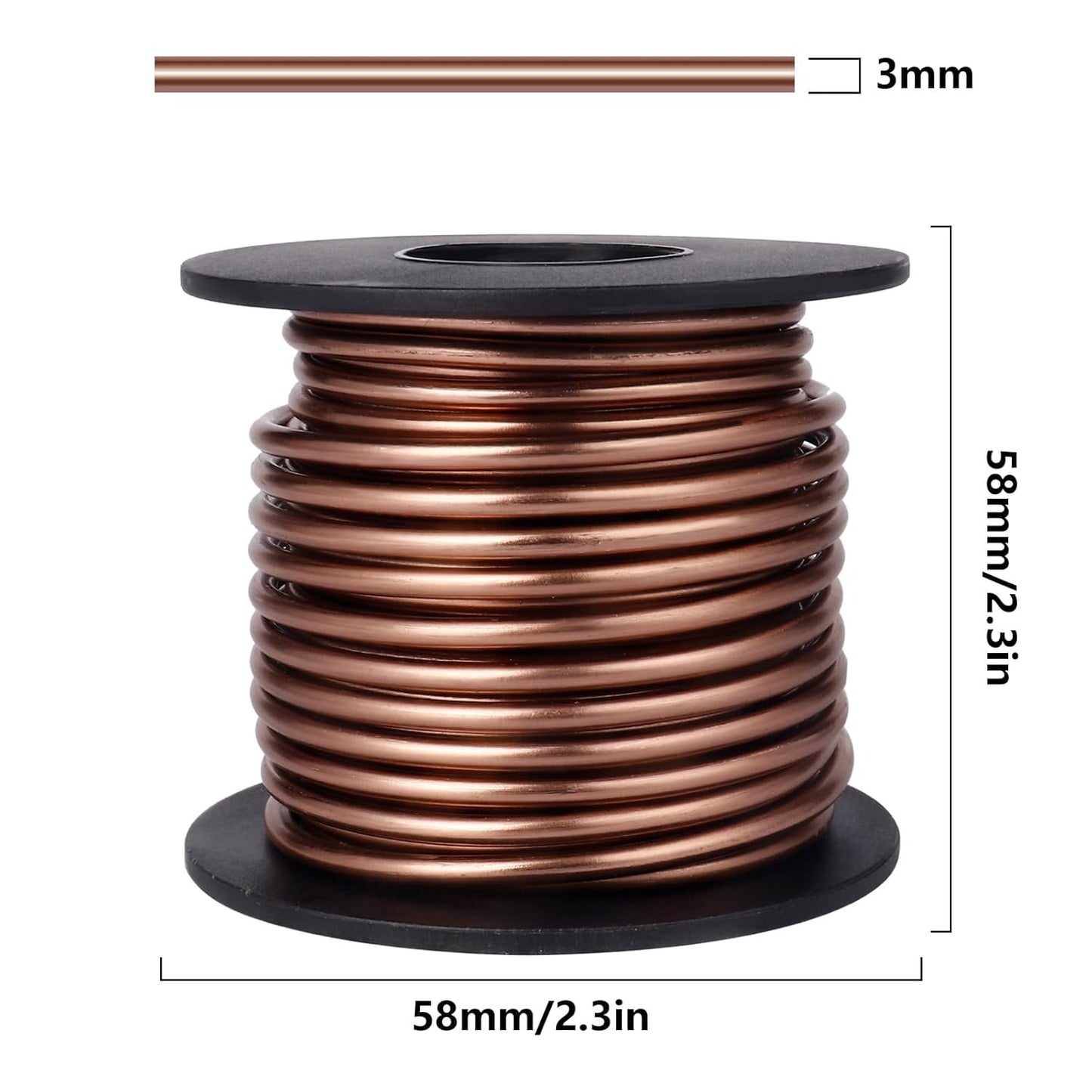 Aluminum Craft Wire, 32.8 Feet 3.0 mm/ 8 Gauge Brown Bendable Soft Metal Aluminum Wire Roll Bulk for DIY Crafts Sculpting Jewelry Making