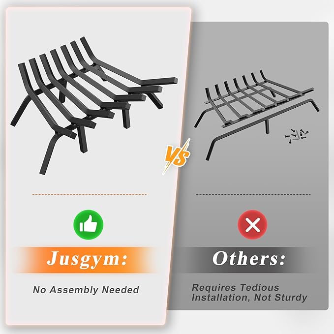Fireplace Grate 21 Inch with 7 Support Legs, Solid Steel Heavy Duty Fireplace Log Holder, Fireplace Log Grate for Indoor Fireplace & Outdoor In-ground Firepit