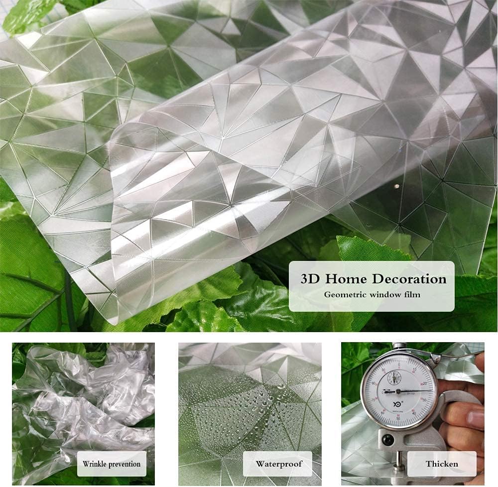 Niviy Decorative Window Privacy Film Non Adhesive Stained Glass Window Film for Bathroom Home Kitchen Office 17.5'' x 78.5''