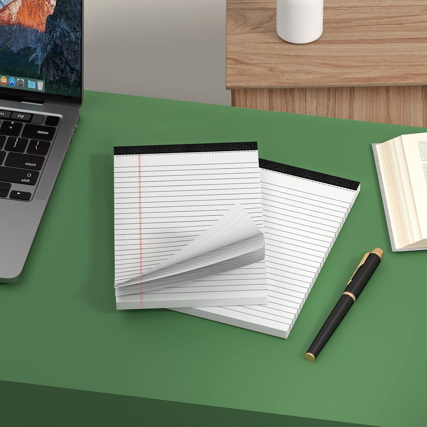 8 Pack Legal Note Pads 5 x 8 Inch Small Writing Pads College Ruled Notepad, White Legal Pads for Work or School, 30 Sheets/Pad, Perforated Recycled Note Paper for Note-Taking, Grocery List