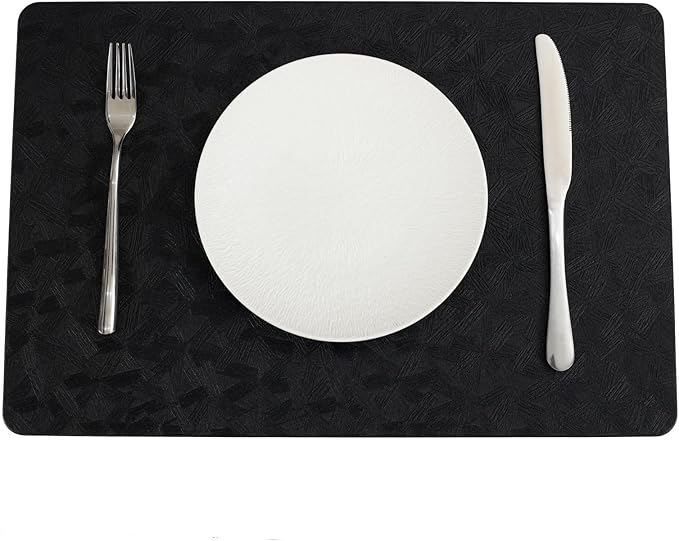 Vinyl Placemats Set of 12 Faux Leather 100% Waterproof Wipeable Washable Place Mats Heat Resistant Easy Clean Non-Slip Table Mats for Indoor Outdoor. (12,Red)