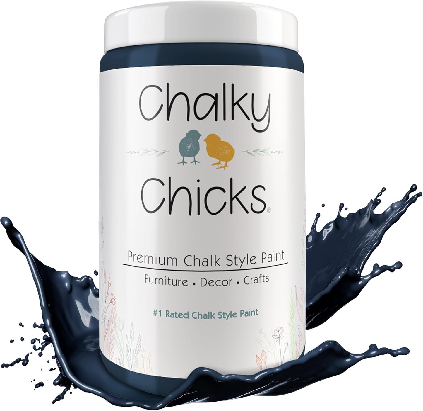 Chalky Chicks All-in-One Chalk Paint for Furniture or Cabinet - 32 Fl Oz - Matte Finish Denali (Deep Blue) for Metal, Wood Furniture Paint - No Sanding All-in-One for Home Decor & Crafts, USA Made