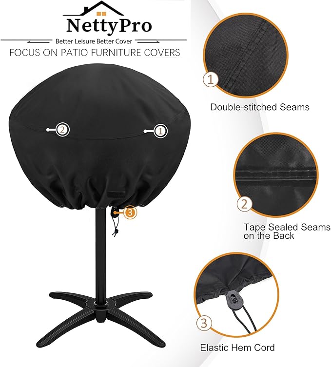 NettyPro Grill Cover for George Foreman, Waterproof Heavy Duty Outdoor Indoor Electric Portable Stand Small Grill Cover for Char-Broil, Cuisinart, Homewell, Weber and More, Black