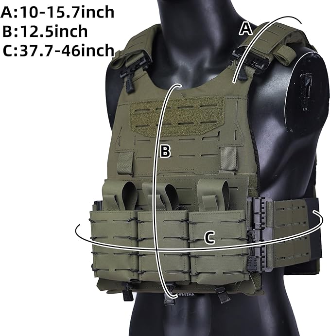 DMGEAR Plate Carrier Tactical Vest - Quick Release 500D Nylon Airsoft Vest, Laser-Cutting Modular Lightweight Vest