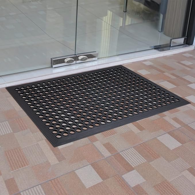 Rubber Outdoor Mats Commercial Restaurant Kitchen Anti Fatigue Rubber Drainage Mat New Non Slip Bar Floor Mat Door Mats for Entrance Garage Garden Use Black 36inch x 60inch from SallyMall