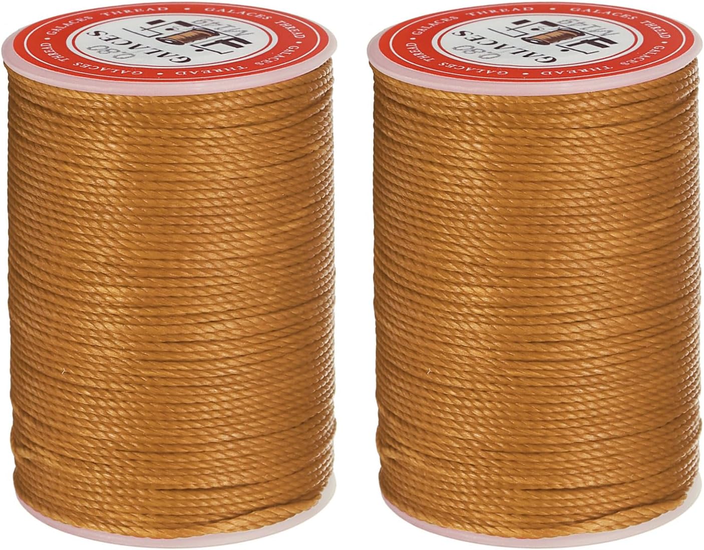 uxcell Round Leather Sewing Waxed Thread, 55m / 60 Yards Polyester Wax String, 0.80mm Wax Stitching Cord for Leather Crafts, Bookbinding, Bracelets Braided, Golden Brown, 2pcs