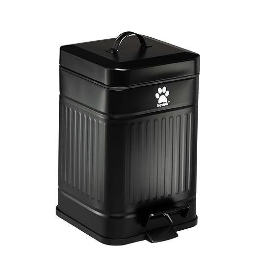 Dog Poop Trash Can Outside - Outdoor Dog Waste Trash Can with Lid - Odor Proof Waste Station Container for Backyard - 5L/1.3Gal (Black)