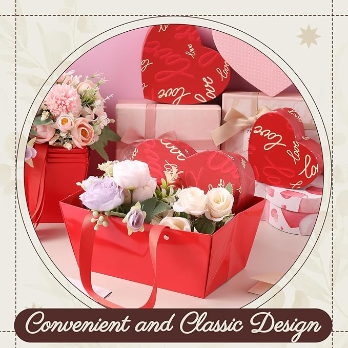 Glenmal 72 Pcs Baskets for Gifts Waterproof Empty Kraft Basket Bulk with Handles 9.8 x 6.5 x 4.3'' Gift Basket Empty to Fill for Wedding Party Christmas Valentines(Red)